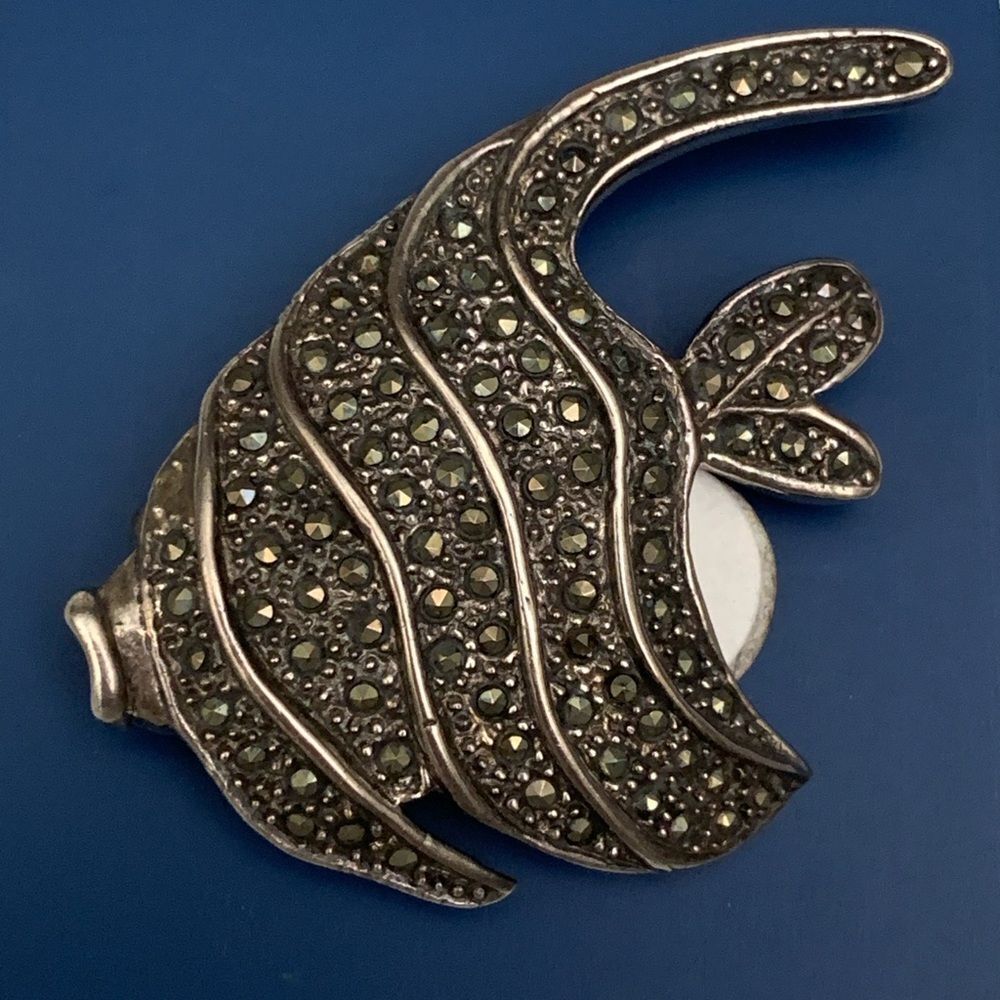 Angel Fish Marcasite Sterling Silver Brooch